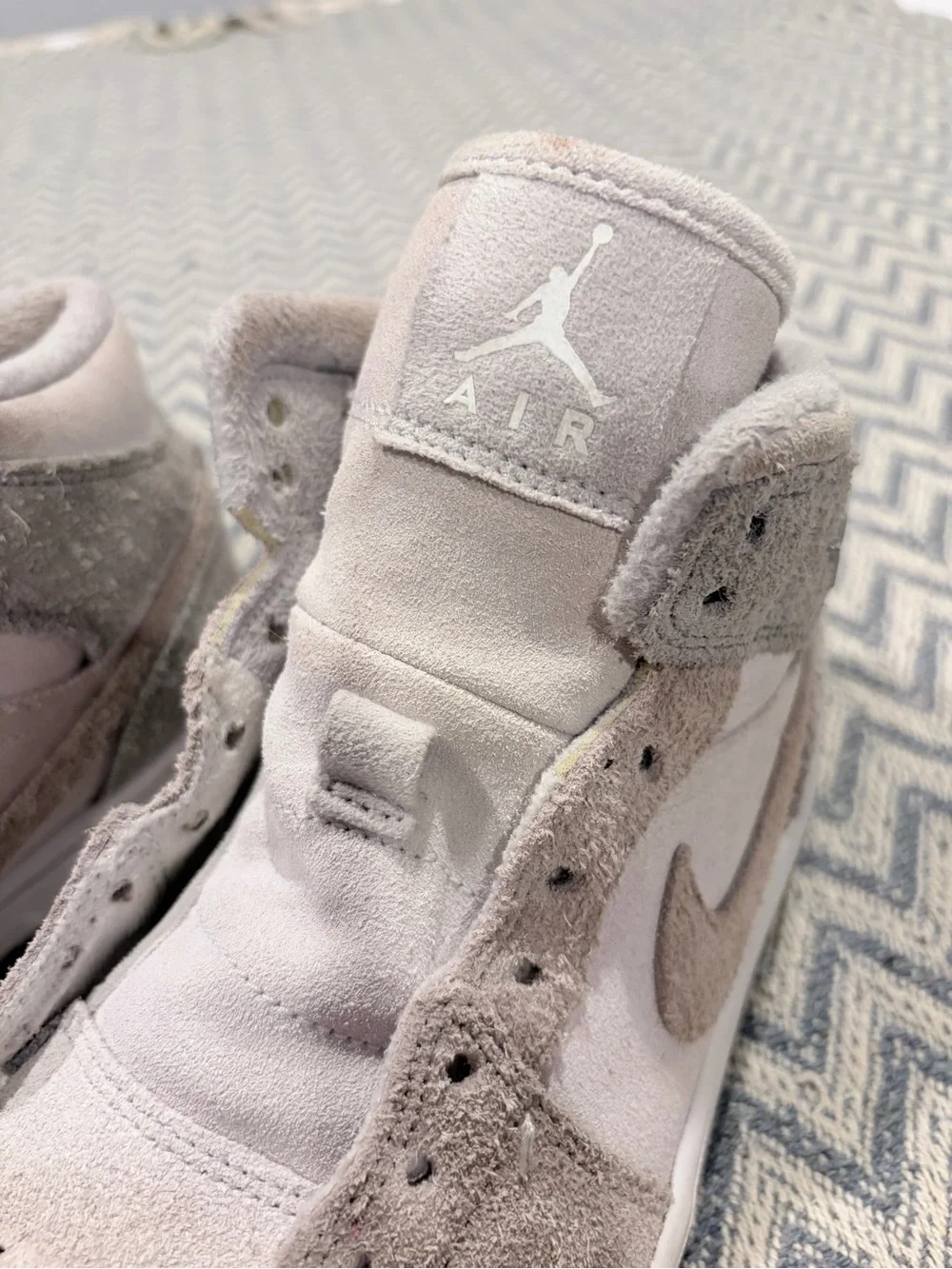 Nike Air Jordan 1 Mid SE “Grey Fog / Photon Dust” Suede Sneakers – Women’s 7